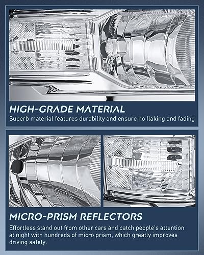 Image of Nilight Headlight Assembly for 2014 2015 Chevy Silverado 1500 Pickup Truck | Replacement Headlamp Chrome Housing Clear Reflector Driver and Passenger Side