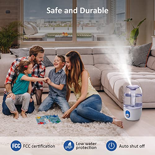 Bear Humidifiers For Bedroom, 3L Cool Mist Humidifiers And Oil Diffuser, Quiet Rapid Humidifiers For Home Whole House, With Adjustable Mist Output And Auto Shut-Off, White #TOP7