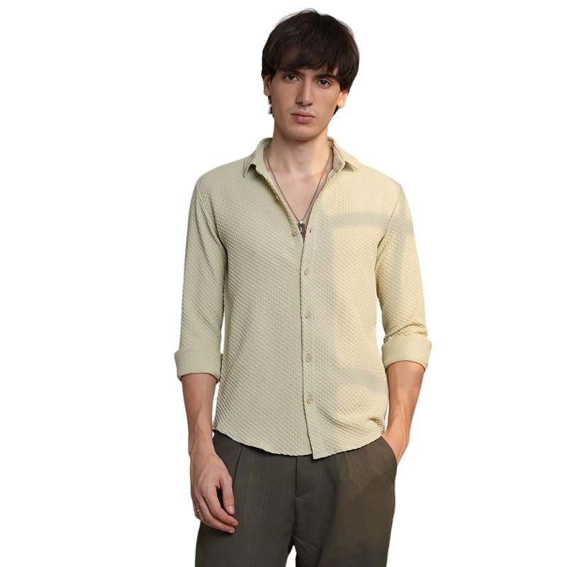 Image of CAHOOT Men's Solid Utility Shirt | Casual Wear | Spread Collar | Long Sleeve | Button Closure | Shirt Crafted with Comfort Fit for Everyday Wear