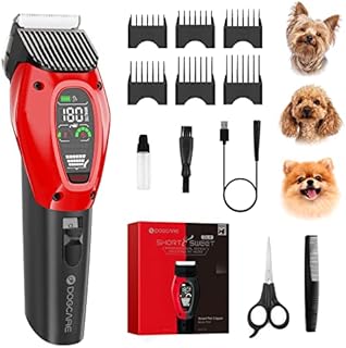 DOG CARE Smart Dog Clippers, Cordless Grooming Clipper Kit with Heatproof Blades, 3 Speeds, Auxiliary Light, Low Noise, Rechargeable Heavy-Duty Professional Pet Hair Trimmer Shaver for Dog Cat Pet