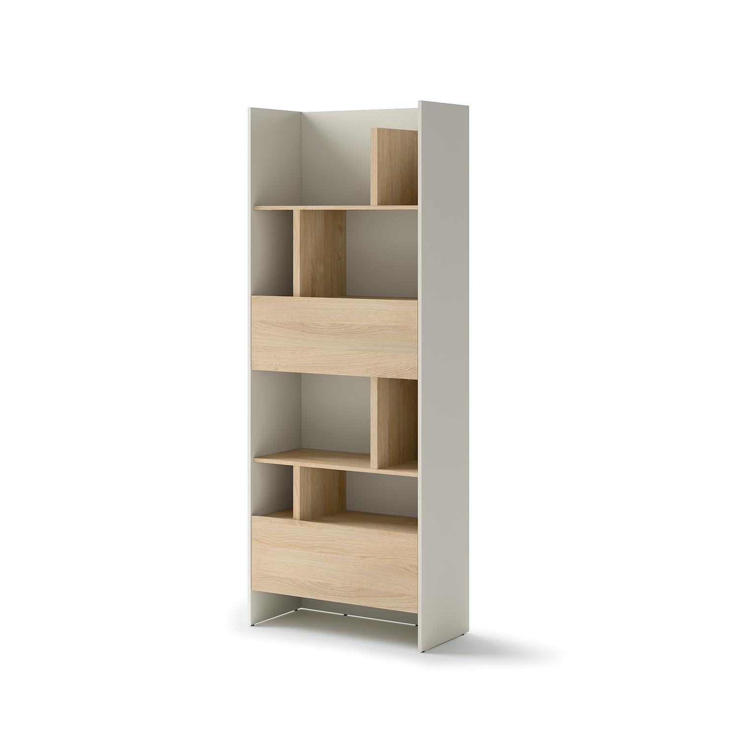 MEBLINI Armoire pour lit escamotable Bed Concept - Armoire Haute avec étagères, Compartiments et tiroir - BC-22 - Cachemire/Chêne Nagano