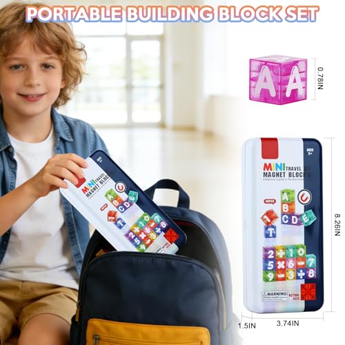 TRILVIX 40 PCS Magnetic Alphabet Blocks, STEM Educational Learning Toys for Kids Ages 3+, Letter Number Building Set with Travel Storage Case, Montessori Toy Gift - Image 3
