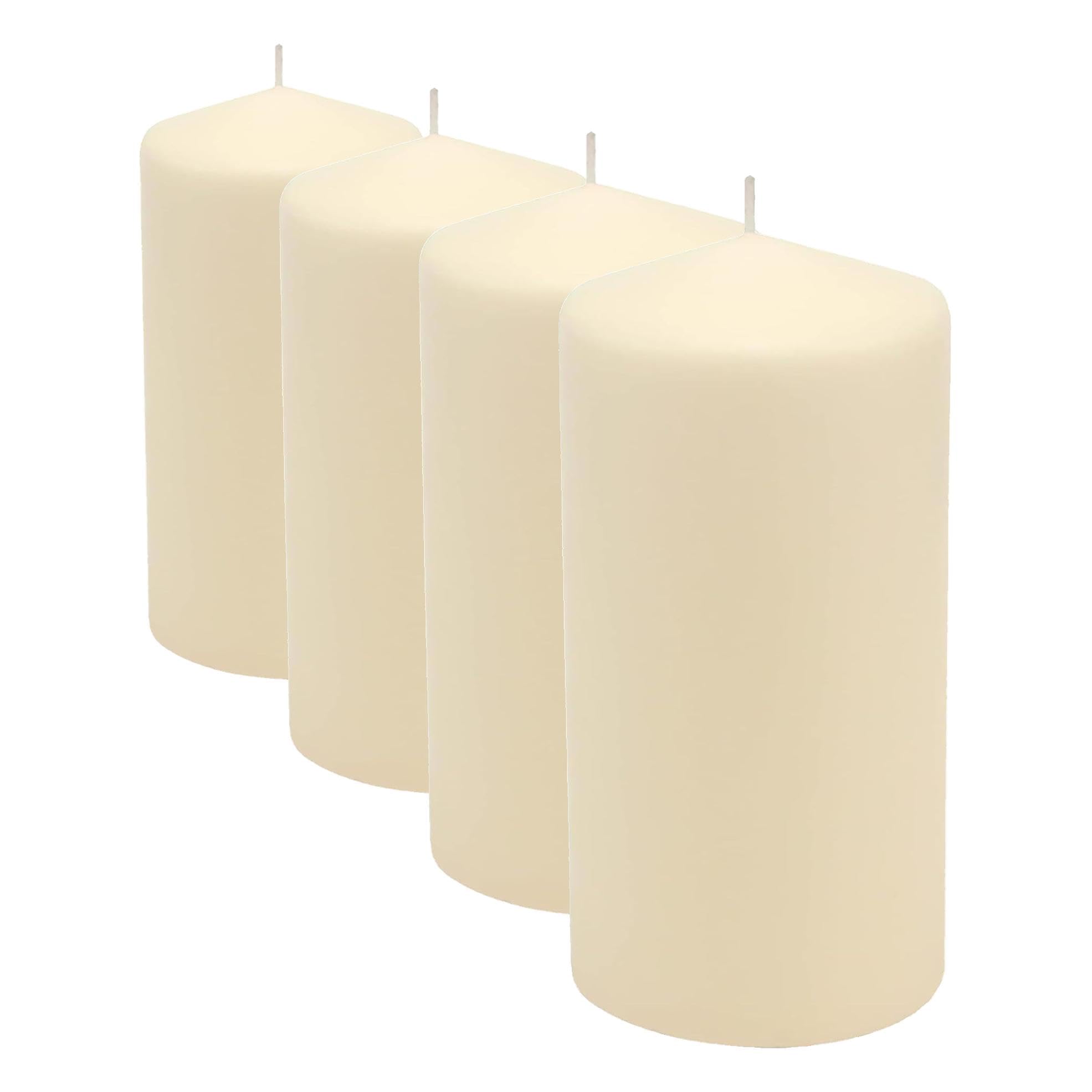 Stonebriar Tall 3 x 6 Inch 65 Hour Long Burning Unscented Ivory Wax Pillar Candles 3 Count (Pack of 4)