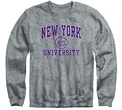 NYU sweatshirt with purple lettering