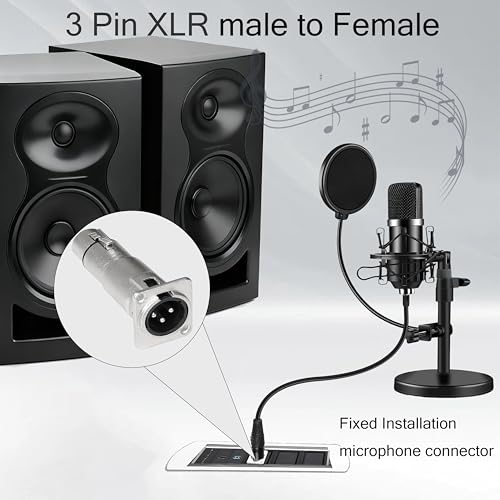 Conector XLR 3 pines macho a hembra para panel miniatura 5