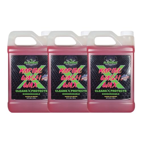 BLACKHAWK PERFORMANCE Boat Wash X Wax - Gently Removes All Dirt & Grime - Non-Yellowing Wax Leaves Shiny Finish While Protecting All Paints & Clear Coats-Marine Safe-Made in USA(64oz,1pk) (64 floz, 3)