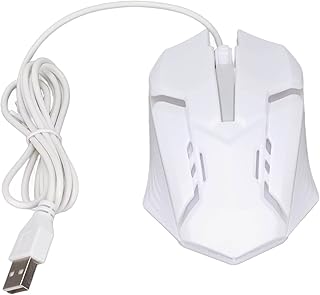 Wired Gaming Mouse, RGB Glowing Breathing Light Gaming Mice 3D Scroll Ergonomic Mouse Support for Win10, for Win 8/7/Vista/XP, Plug and Play(White)