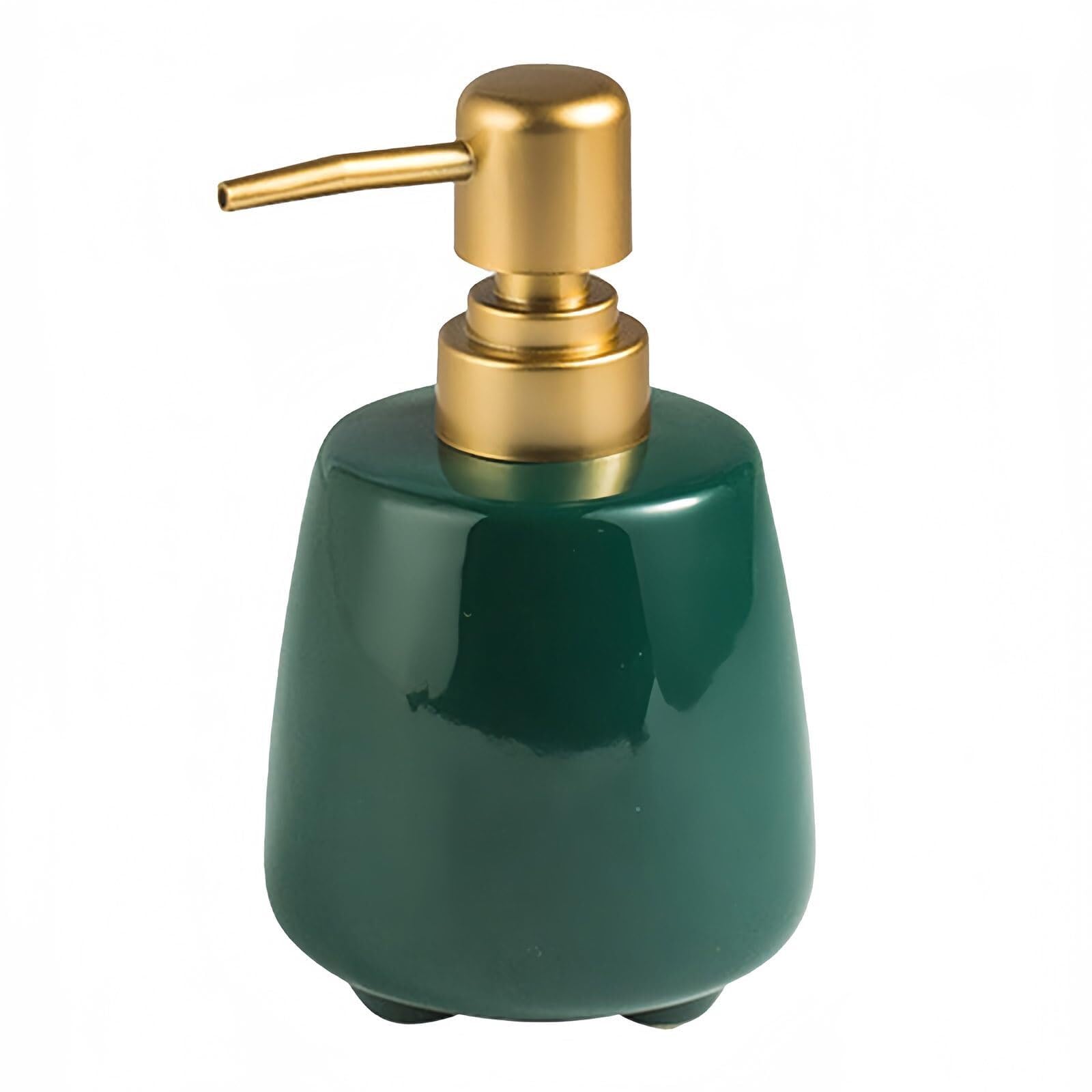 Qyleee Green Hand Ceramic Soap Dispenser With Pump Refillable Lotion For Bathroom Vanity Countertop Dish For Bathroom(Green)