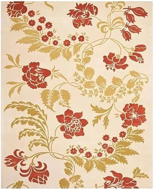10x14 Ft Hand Tufted Wool Area Rug, Floral Cream Red & Olive Design, Premium Handmade Carpet for Living Room, Bedroom & Home Décor