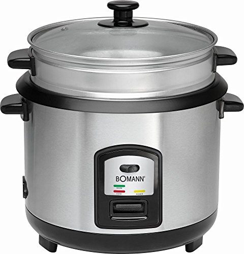 elektrischer Reiskocher für max. 2,5 kg gekochten Reis mit Löffel + Messbecher Edelstahl herausnehmbar Dampfgarer Multi…