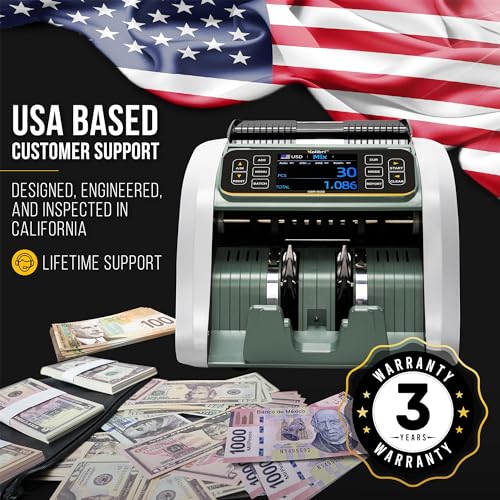 Image of KOLIBRI Money Counter Machine I LCD Display I Business Grade I Advanced IR /UV /MG /MT /DD /HLF Detection I Mixed Denomination I Multi-Currency I Back Loading I 3-Years Warranty I KBR-500
