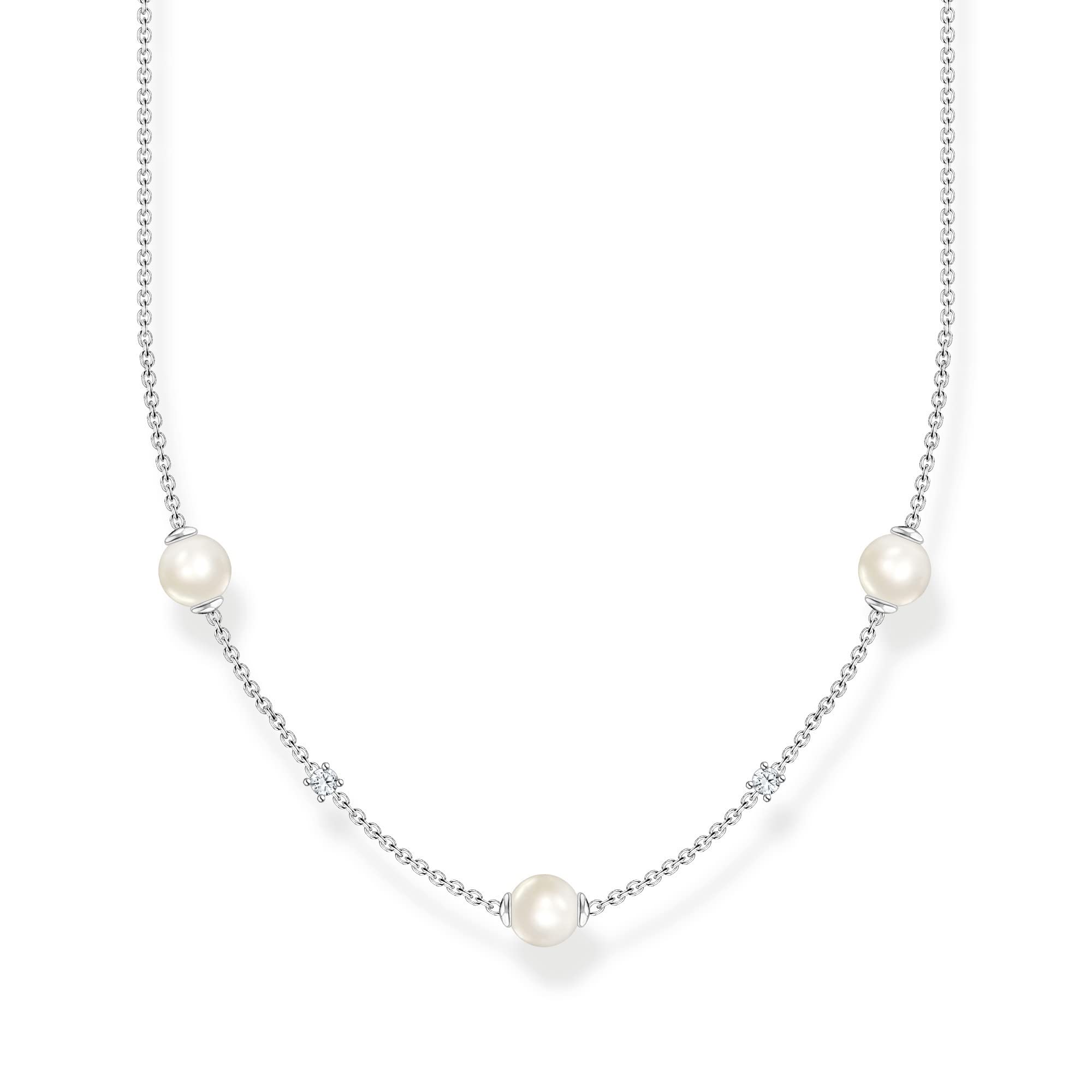 Thomas Sabo Necklace pearls with white stones silver 925 Sterling Silver