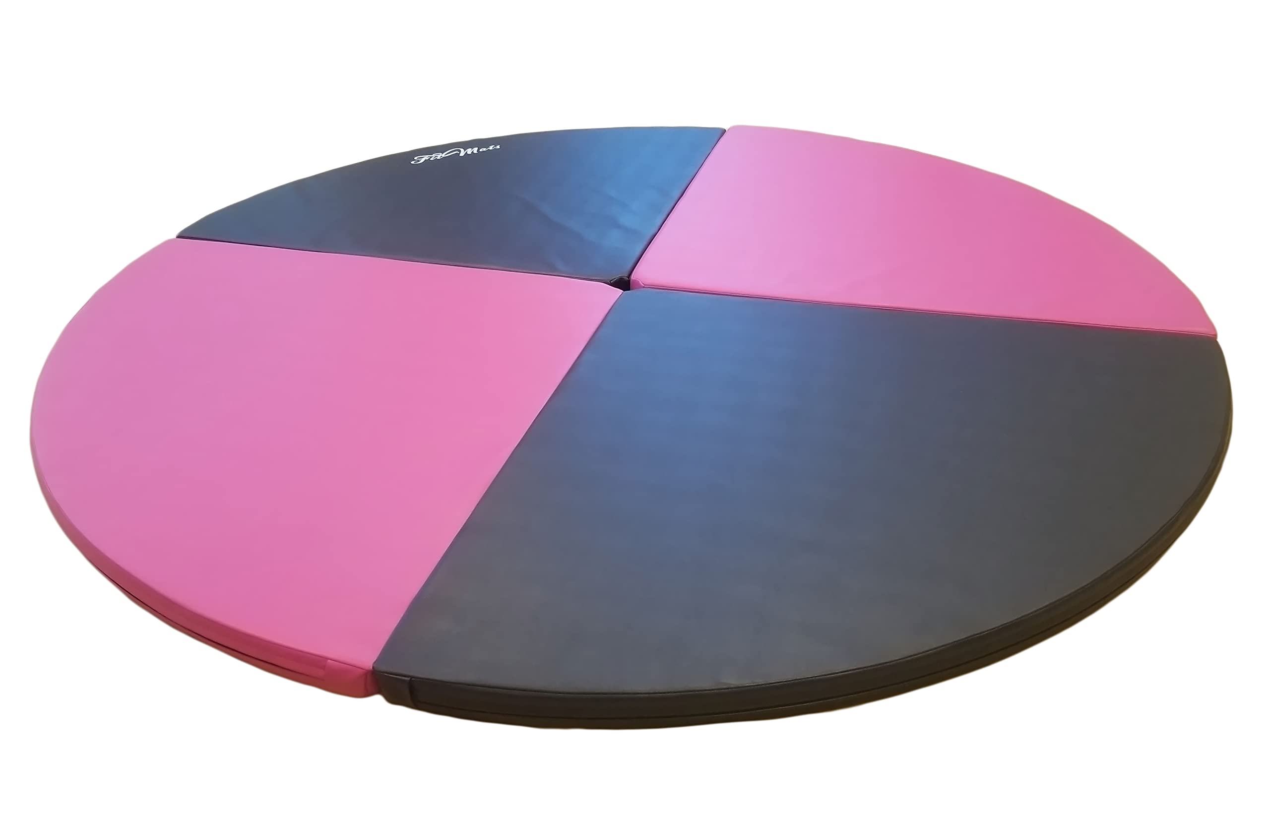 5Ft Wide Foldable Circular Exercise and Dance Pole Cushion. Cross Linked EPE Foam Safety Padding Portable Crash Mat w/PU Leather Skid Proof Covering for Superior Durability!(Pink/Black)