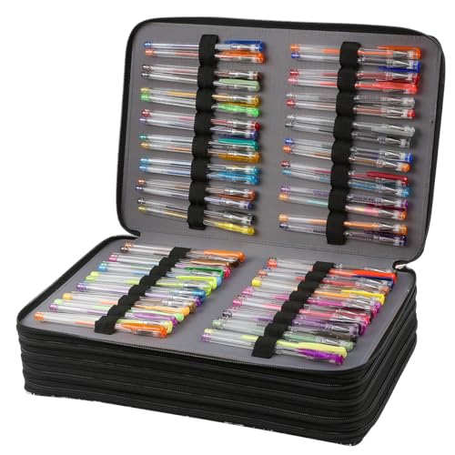 Image of Large 500-Slot Colored Pencil Organizer with Zipper - Fabric Art Storage Bag for Painters and Artists (Large Slots,Galaxy Black)