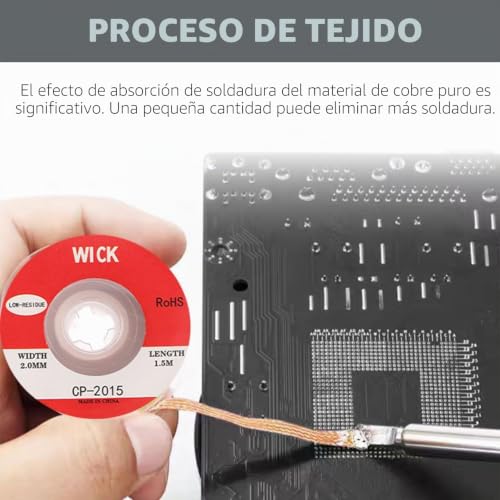 Miniatura 4 de Funver 6 Piezas Malla Desoldadora Sin Limpieza, 1.5m Trenza Desoldadora Para Soldar Soldadura Desoldering Wick Para Quitar Soldadura Y Desmontar Componentes Eléctricos 1.0 1.5 2.0 2.5 3.0 3.5mm