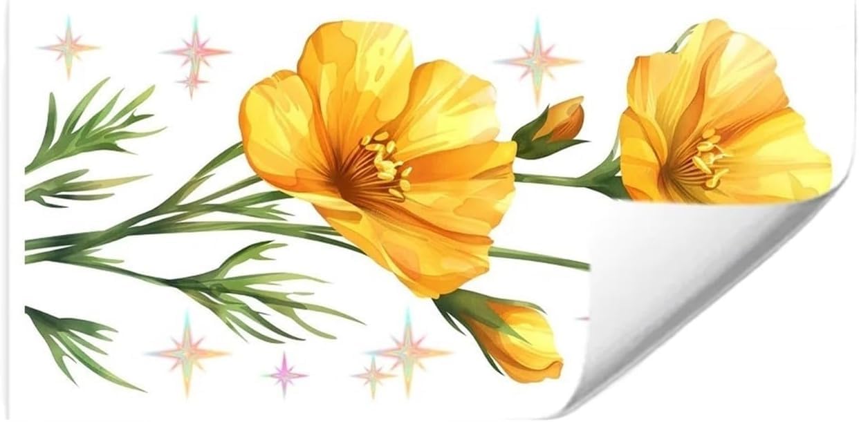 Flower Wall Stickers Sunflower Butterflies Wall Stickers 1Pc Watercolor Room Decor for Bedroom Decoration Living Decals