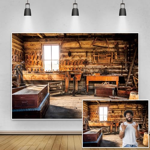Fondo fotográfico vinilo 7x5ft herramienta carpintero miniatura 2
