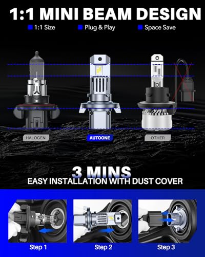 Image of AUTOONE H13 LED Light Bulbs, 60,000LM 10X Ultra Bright 6500K Cool White