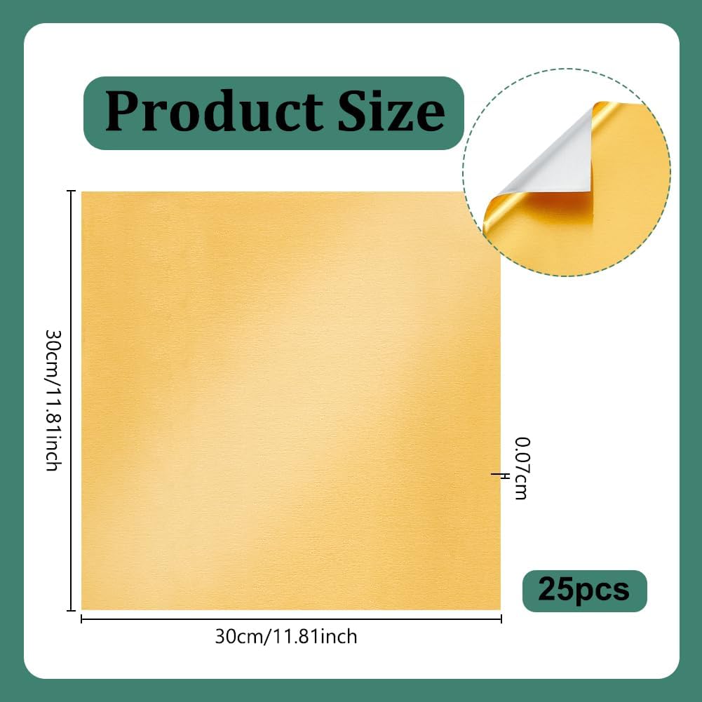 OLYCRAFT 25 Sheets Aluminum Metal Foil Sheet 12 Inch x 12 Inch Gold Art Metal Foil Sheets 0.7mm Thick Tin Foils Sheets Tinfoil Flashing Roll for Crafting Art Painting Engraving and Embossing
