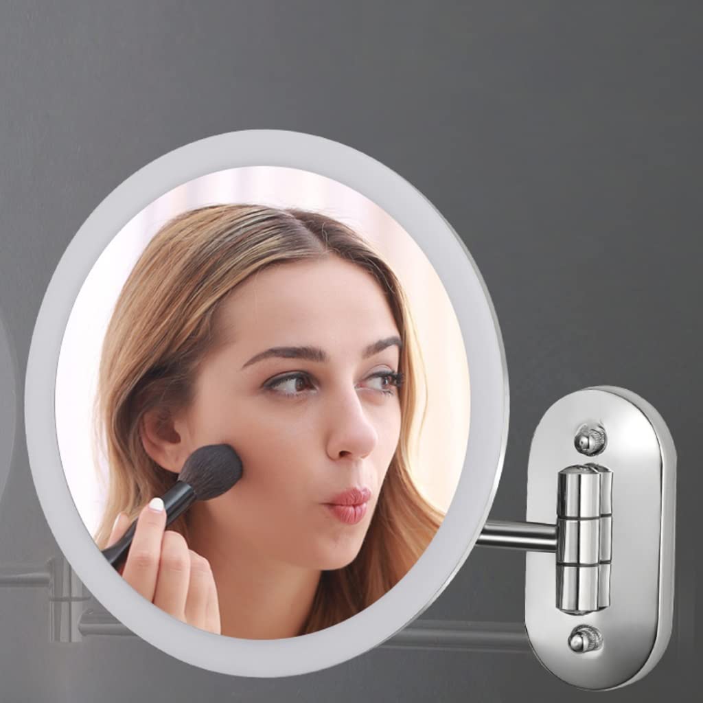 Espejo de baño montado en la Pared de 8 ", Espejo de Aumento de Dos Caras 1X / 3X, Brazo Largo Extensible, Espejo de Ducha Giratorio de 360 ​​​​° for afeitarse, maquillarse