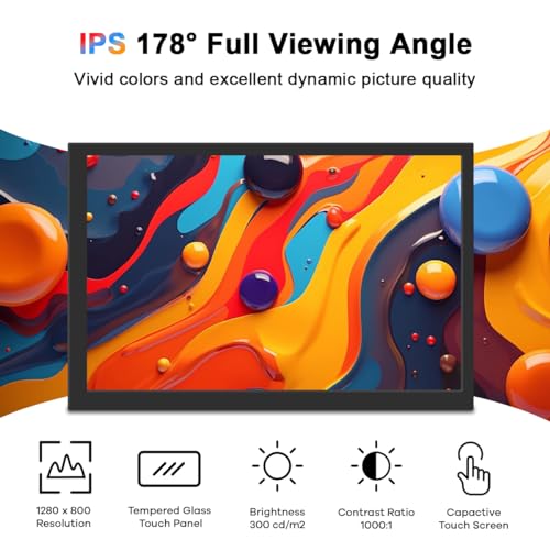 Image of Hosyond 10.1 inch LCD Touchscreen IPS Monitor 1280x800 Portable Screen HDMI Display Built-in Speakers with Shell for Raspberry Pi 5 /Pi 4 /3B+ Xbox PS4 Windows 7 /8 /10