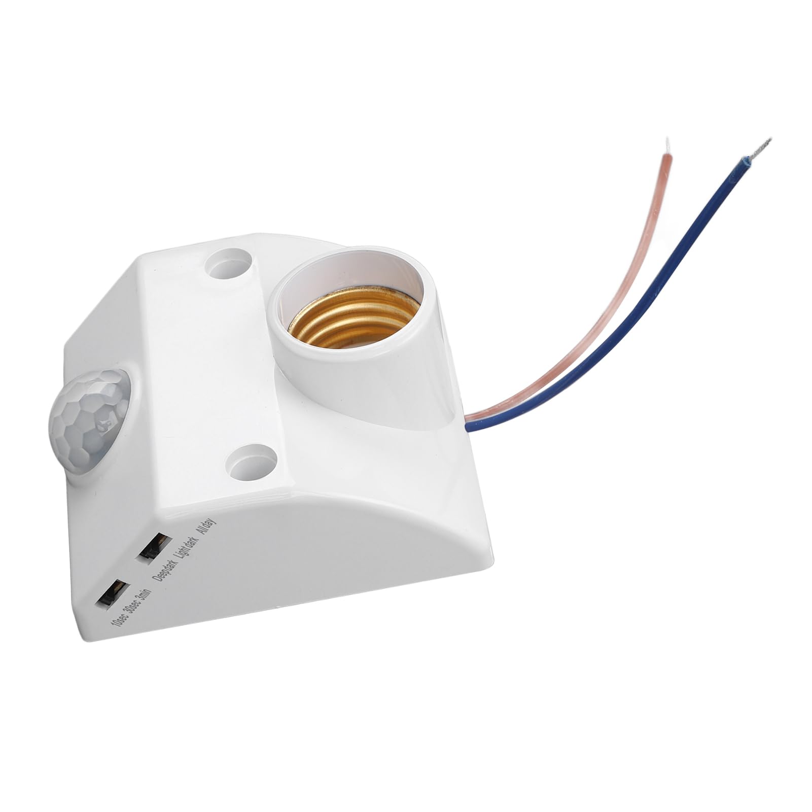 FTVOGUE Accensione Regolabile di Notte, Controllo della Luce, Presa Luce con Sensore di Movimento PIR, Base Lampadina E27, per Garage, Cantina, Portico, Lavanderia