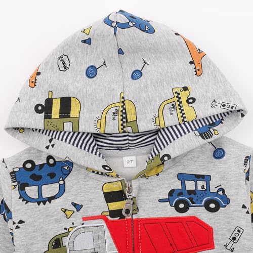 Image of Toddler Zip Up Hoodie Sweatshirt Fall Clothes Boys Jacket With Hood 2-7 Years