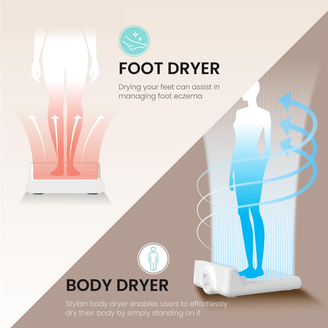 VOVO STYLEMENT BD-7700W Body & Foot Dryer, Made in Korea, Temperature & Wind Volume Controlled Dryer with Intuitive Display, Waterproof hygienic Scaffolding