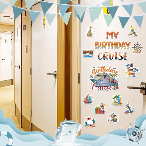 Image of Dazoratix Birthday Cruise Door Decorations - 15 Pcs Retro Ship Cabin Anchor Magnetic Funny Sea Navigation Magnets Stickers Stateroom Refrigerator Decals for Summer Carnival Party Accessories Car Decor