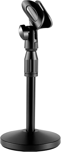 Soporte de micrófono de escritorio con altura y ángulos ajustables para un diámetro máximo de 1.77 pulgadas, soporte de micrófono de mesa con