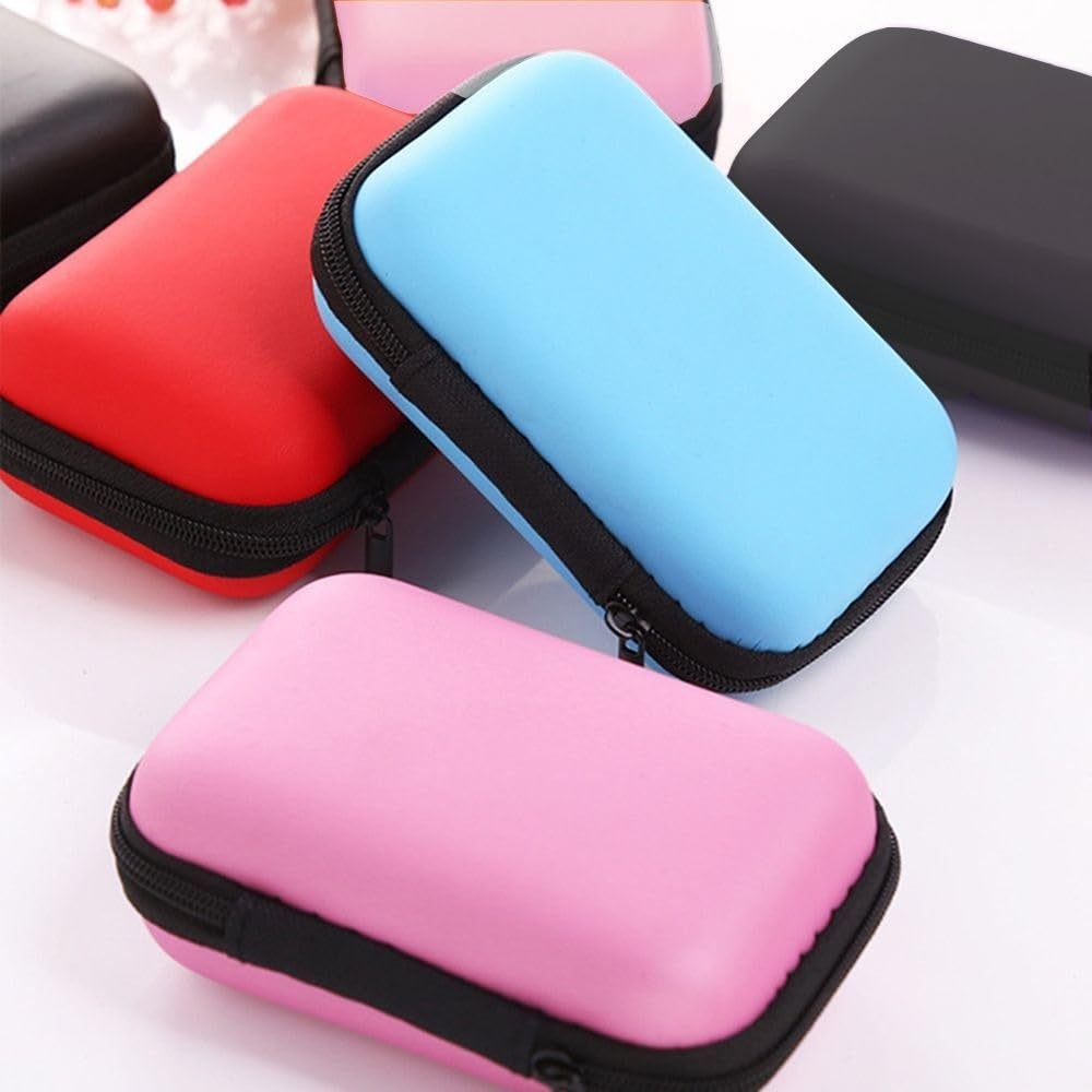 2 mini borsa portatile per auricolari, portamonete, custodia per riporre schede di memoria, organizer per cavi, accessori per cuffie (azzurro)