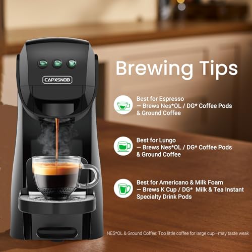 Image of Warriors1 Mini Coffee Maker for Keurig K Cup, Espresso Machine for Nespresso Original, Dolce Gusto Pods, Ground Coffee, 20 Bar Coffee Machine fits kitchens, apartments, dorms, RVs, 28 oz Reservoir