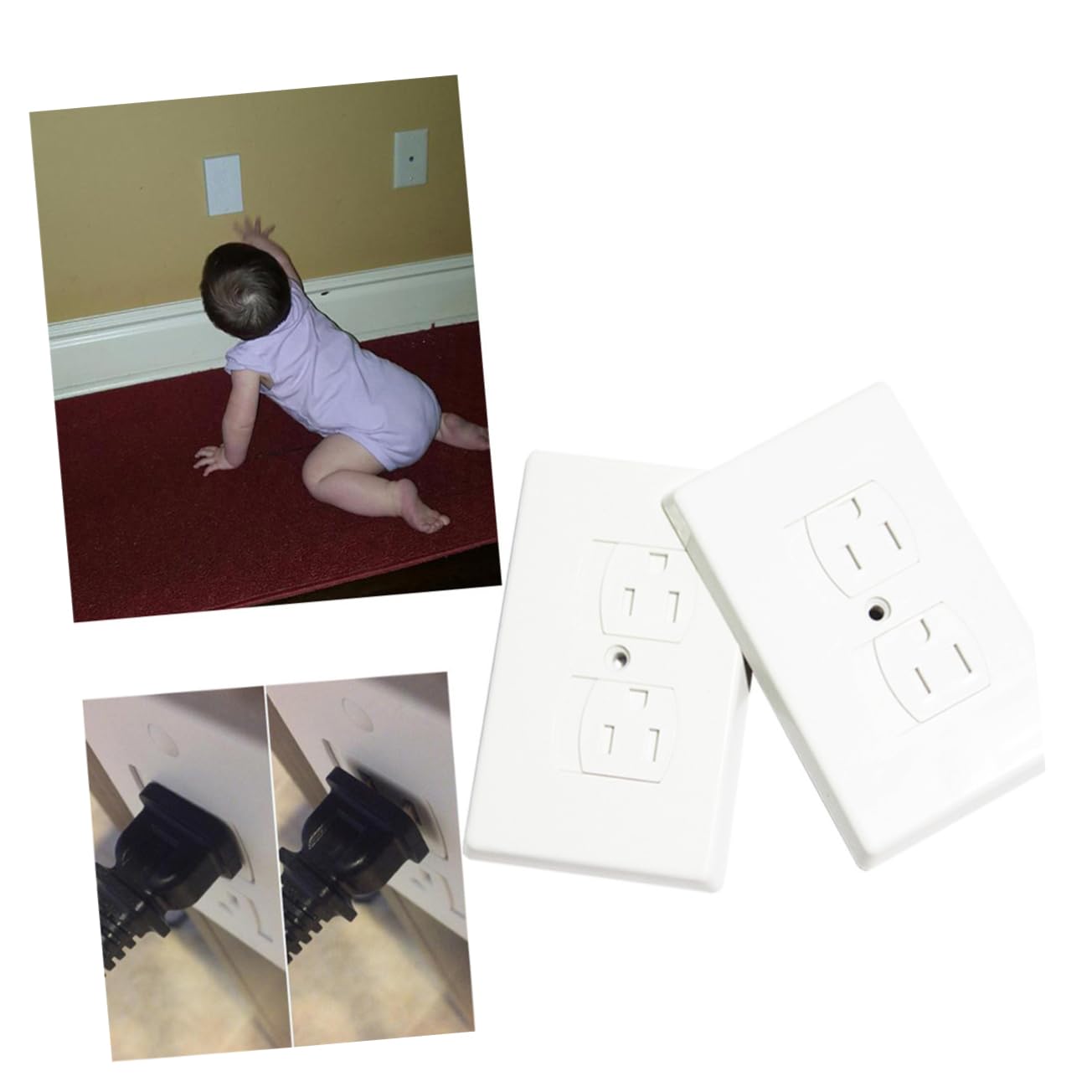 ibasenice 3pcs Childproof Self-Closing Outlet Covers Safety Electric Protectors for Home Classroom Kitchen and Nursery Prevents Accidental Electrocution