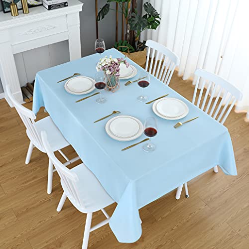 Image of FOLINS&HOME Baby Blue Rectangle Waterproof Tablecloth, 60 x 102 Inch