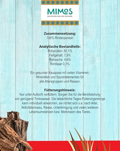 MIMOS Rinder Pansen getrocknet für Hunde 500g - Getreidefreier Kauartikel ohne künstliche Zusatzstoffe