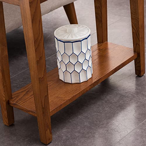 Leick Home 9017-Med One Drawer Narrow Side Table With Shelf, Hand Applied Rustic Oak Finish 10 In X 24 In X 24 In #TOP7