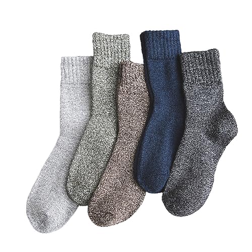 Surakey 5 Pairs Womens Socks Winter Wool Socks Cozy Knit Warm Socks Thickened Length Socks for Mountain Climbing, Skiing Cold Snowy Days, Type 6