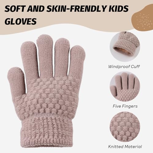 Image of JANGANNSA Cold Weather Kids Gloves Warm Knitted Children Magic Glove With Fleece Lining Winter Gloves For Boys Girls