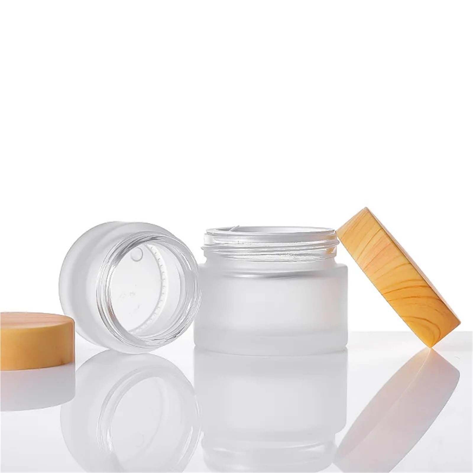 6 pezzi Flacone di crema Coperchio in vetro con venature del legno Barattolo cosmetico da 30 g Scrub 50 Contenitore for imballaggio portatile viaggio per Viaggio | 60g