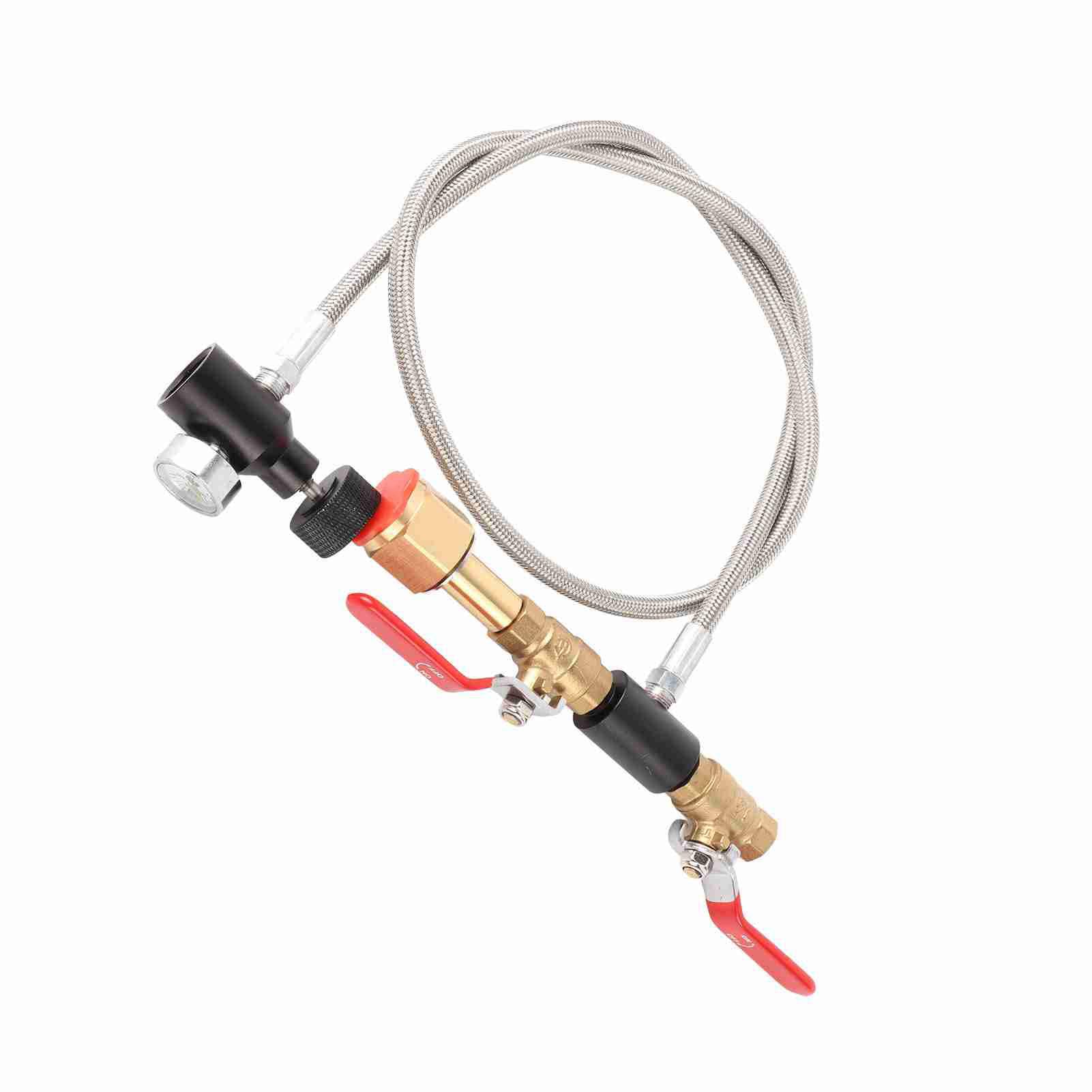 Adattatore di Ricarica CO2 Con Tubo, Realizzato in Materiale di Alta qualità, Robusto da Usare, Con 2 Valvole di Accensione/spegnimento, Adatto per Serbatoi (36 pollici di lunghezza Con