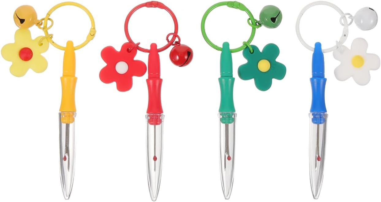 4Pcs Seam Ripper Tools Keychain Key Rings Stitch Rippers Embroidery Tool Sowing Essentials Cross-Stitch Sewing Remover Light Sewing Thread Scarifier Key Chain Stainless Steel