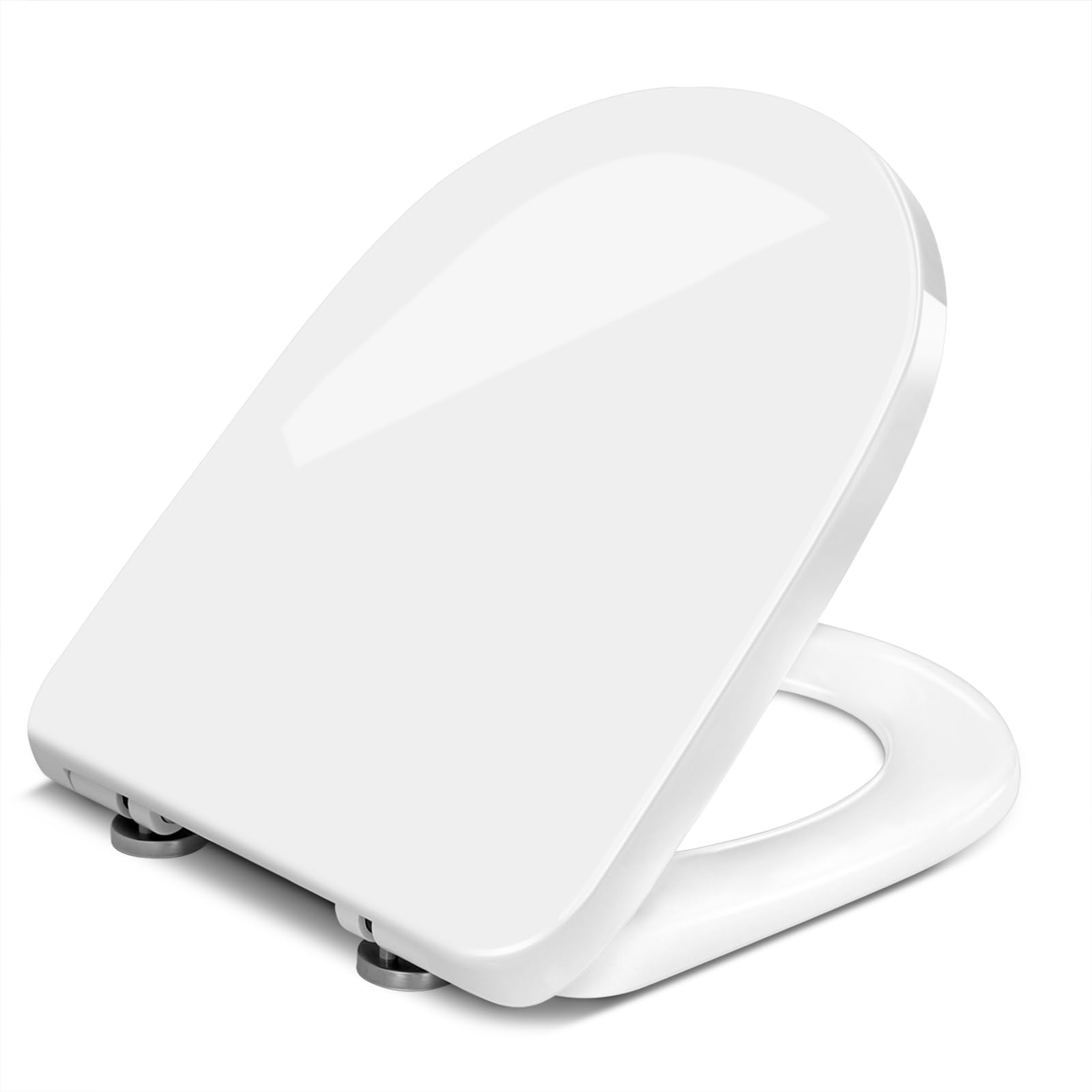 WOLTU Toilettendeckel,WC Sitz mit Absenkautomatik,Klodeckel D-Form weiß Kunststoff, Softclose Beschichtung
