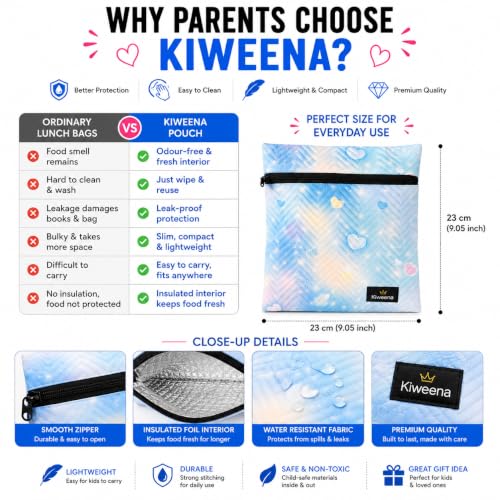 Image of Insulated Lunch Pouch for Office, School & Travel | Thermal Tiffin Bag with Aluminium Foil Lining | Leakproof, Lightweight & Reusable Lunch Organizer for Men, Women & Kids (Blue Multi)