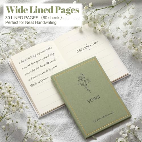 Image of Engrowtic Set of 2 Wedding Vow Books His and Hers Vows on Our Wedding Day Notebooks with Gold Foil Fabric Cover 5.8 inchx 4.1 inch Bride and Groom Gift for Newly Engaged Couple, 60 Lined Pages (Gray, White)
