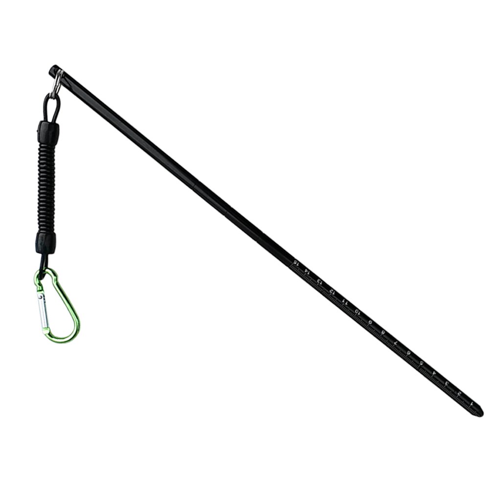 D DOLITY Aluminium Riffstab Taucher Zeigestab mit 34 cm Spiralverlängerung bis 65cm Karabinerhaken für Tauchen Schnorcheln Unterwasser Sport - Schwarz