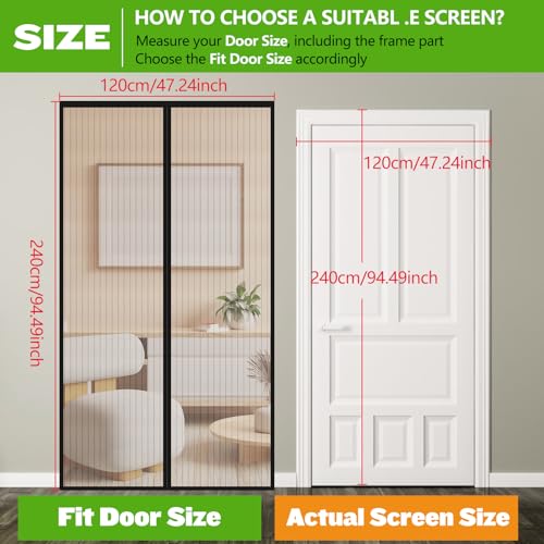 Flintronic Magnetic Fly Screen Door, 120x240cm Heavy Duty Mesh Curtain with Repair Subsidy - Image 2