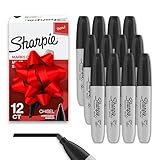 Sharpie 38201 Permanent Markers, Chisel Tip, Black, 12 Count