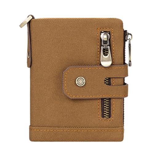 Oxford Fabric Men's Coin Purse Wallet with Metal Chain Card Slots Waterproof Zippered Pouches for Daily Use Metal Anti-Theft Chain Men's Zipper Coin Purse Waterproof Oxford Cloth Metal Anti