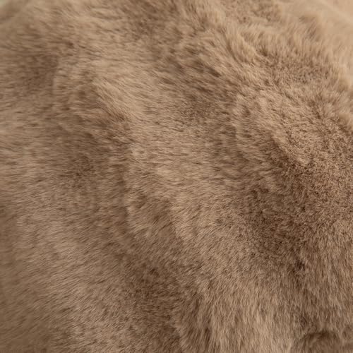 Image of MANDIOO Pack of 2 Thick Plush Wool Decorative Throw Pillow Covers Super Soft Wave Bubble Fur Velvet Cushion Covers Pillow Shams for Couch Bed Living Room 16x16 Inch Camel