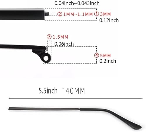 Miniatura 3 de 1 par de lentes de repuesto de metal de plástico, lentes de repuesto para patillas, brazos, tornillos, arandelas de tornillo y destornillador 3 en 1